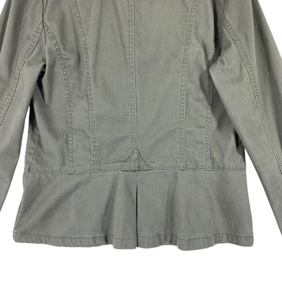 army green utility jacket mock neck snaps epaulettes sz medium Point Zero - Picture 12 of 14